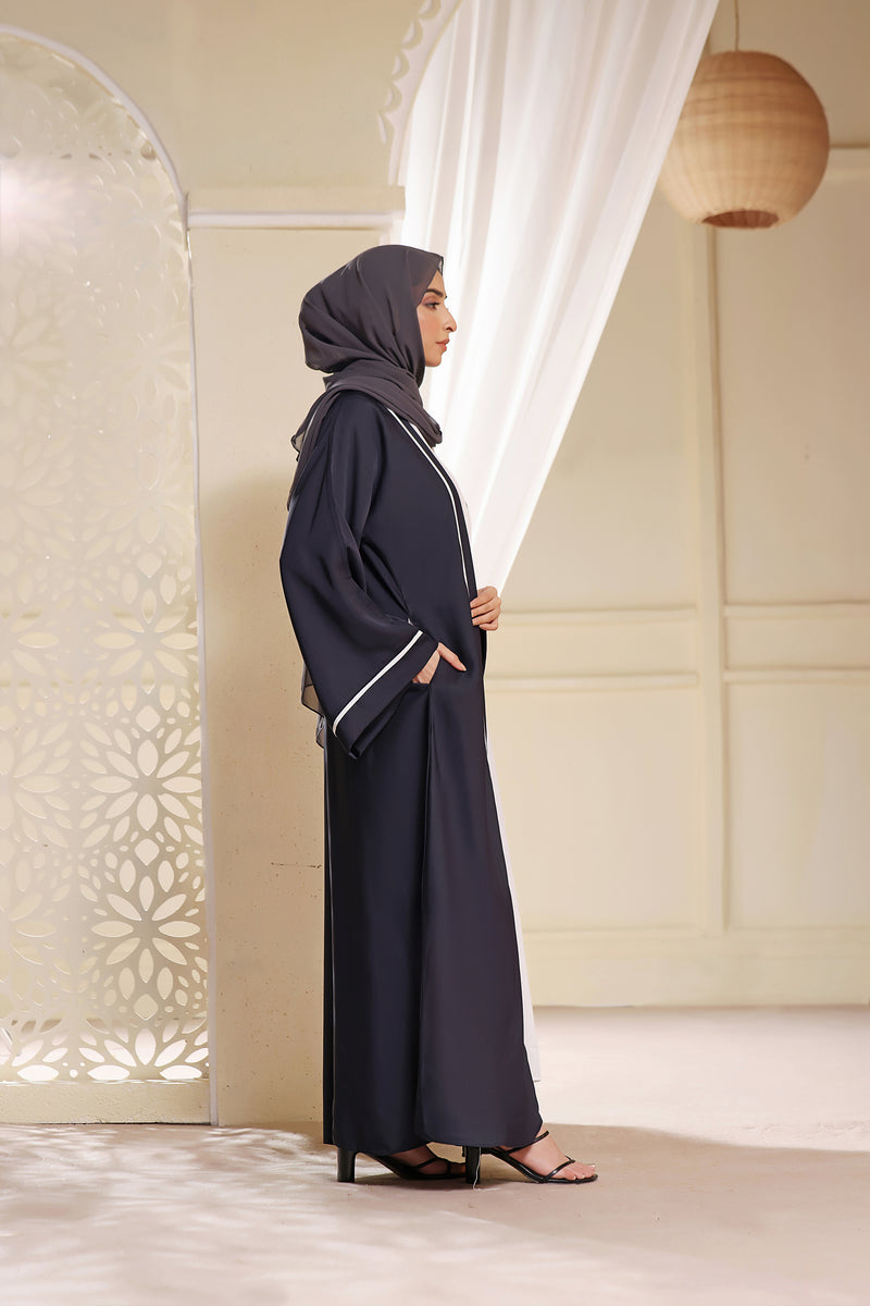 Premium Kimona Abaya In Charcoal Grey Hijab Heaven Co