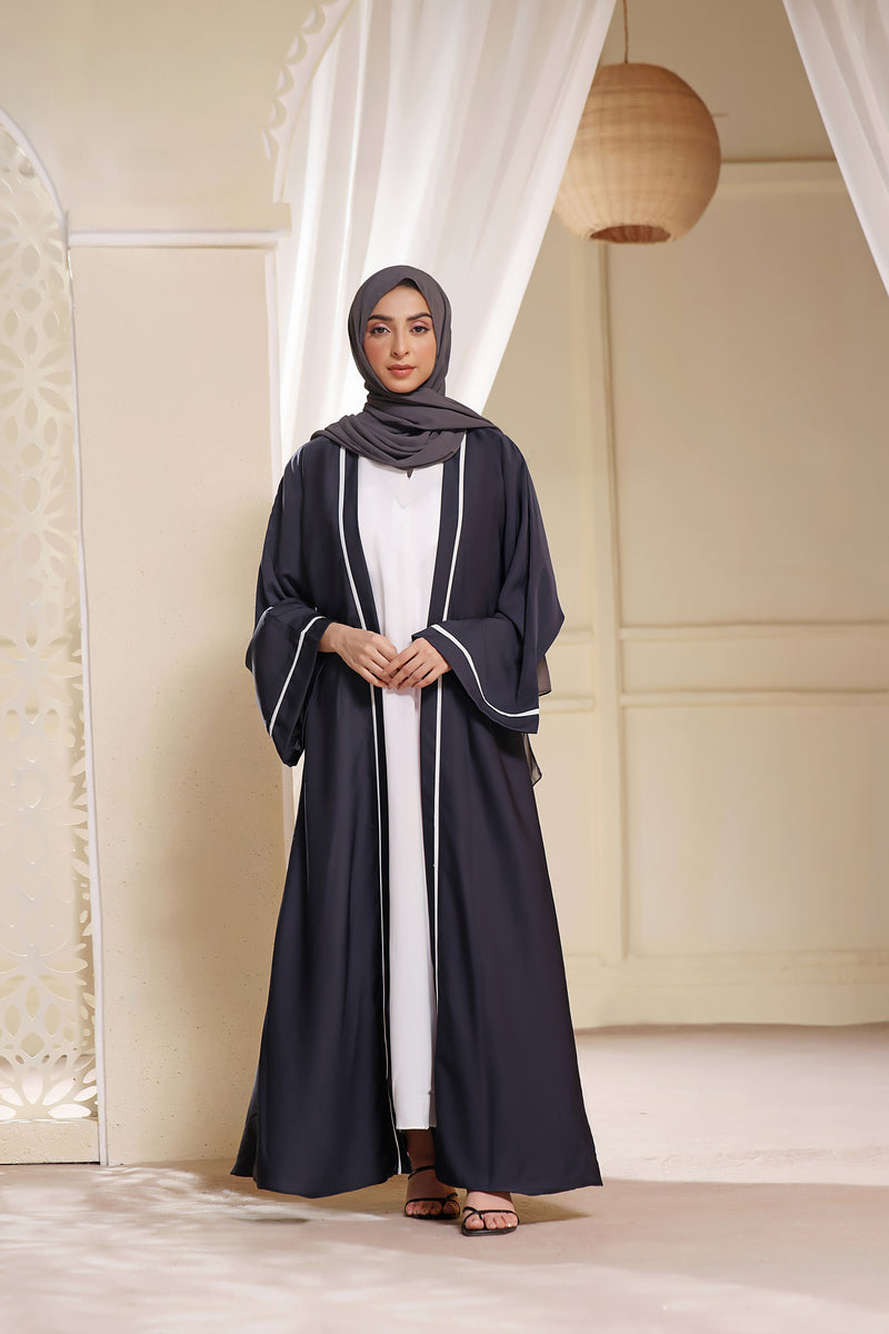 Premium Kimona Abaya In Charcoal Grey Hijab Heaven Co