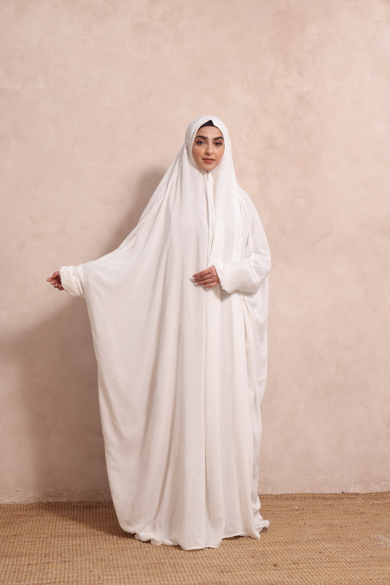 SUPER HIT READYMADE RAMZAN NAMAZ JILBAB LACE HIJABS (BLACK & WHITE SOFT FABRIC) RESTOCKED main image 1