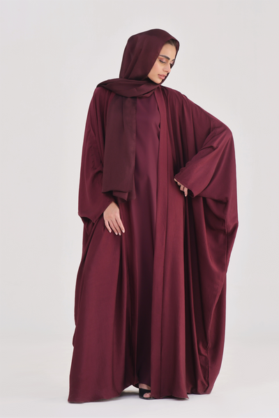 Luxe Layer Farasha Cut Abaya - Velvet Maroon