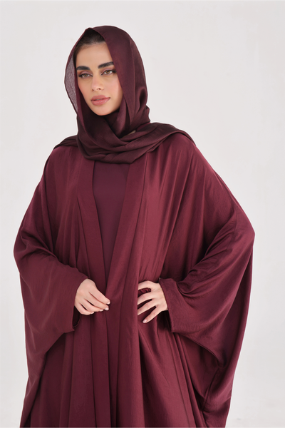 Luxe Layer Farasha Cut Abaya - Velvet Maroon