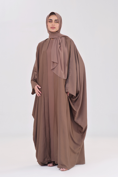 Luxe Layer Farasha Cut Abaya - Chestnut Brown