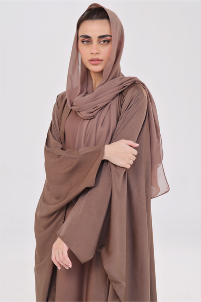 Luxe Layer Farasha Cut Abaya - Chestnut Brown