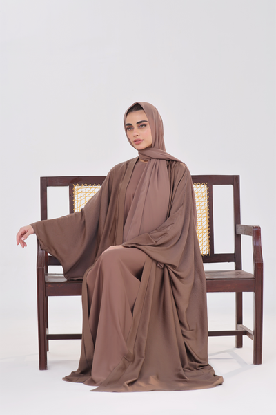 Luxe Layer Farasha Cut Abaya - Chestnut Brown