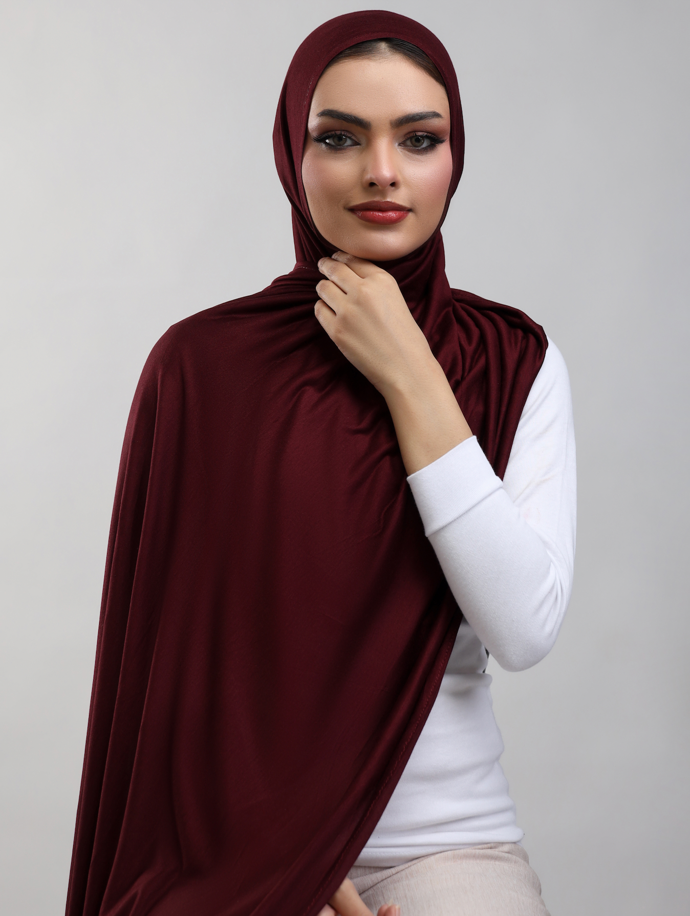 Bamboo Jersey Hijab - Deep Burgundy