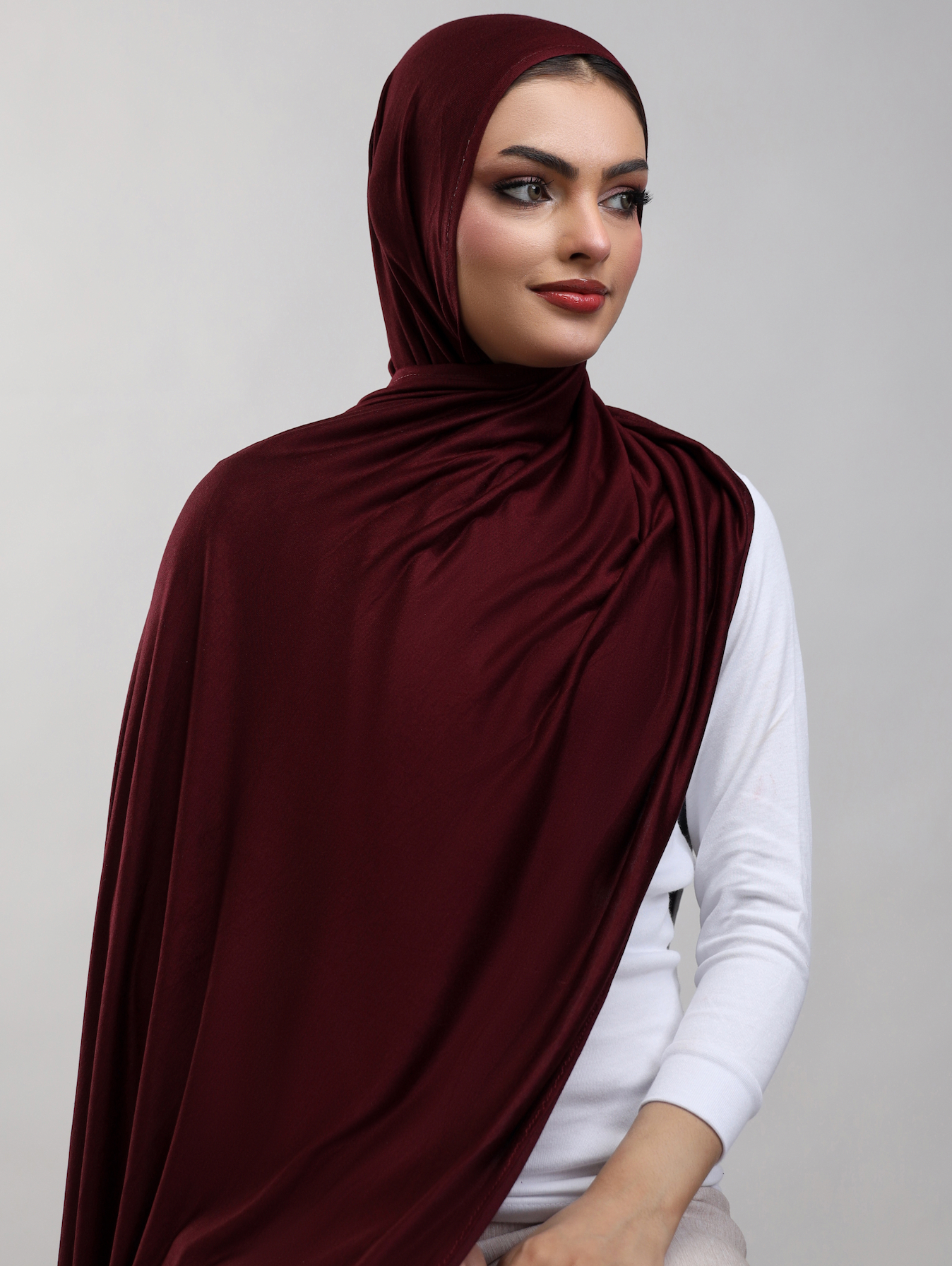 Bamboo Jersey Hijab - Deep Burgundy