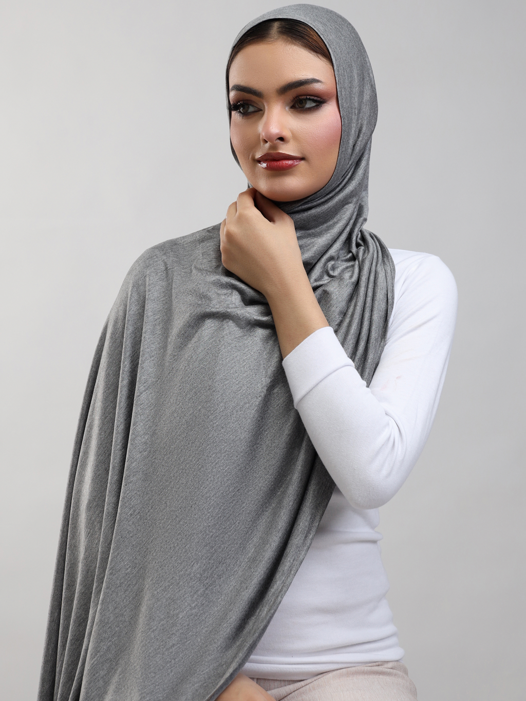 Bamboo Jersey Hijab - Cement Grey