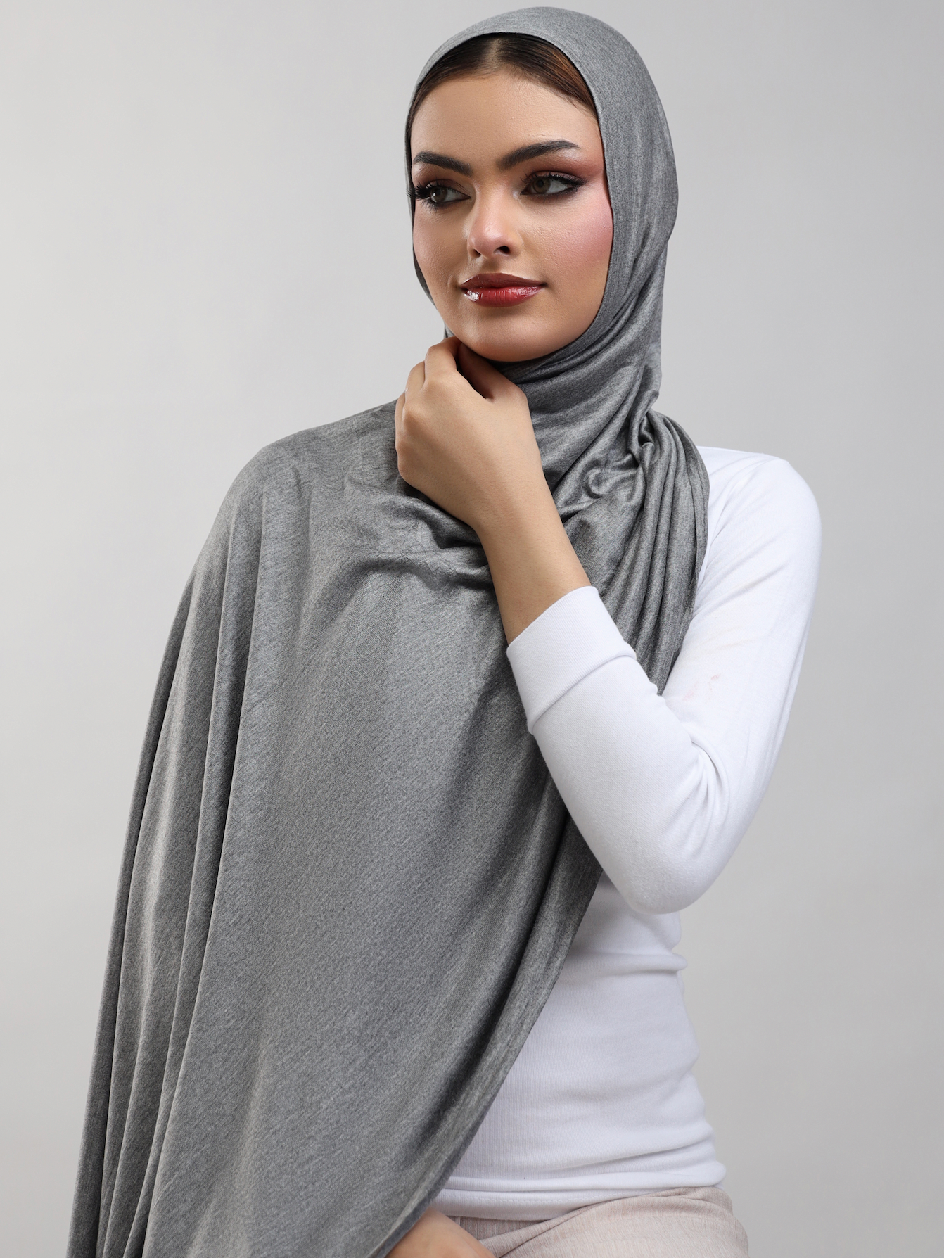 Bamboo Jersey Hijab - Cement Grey