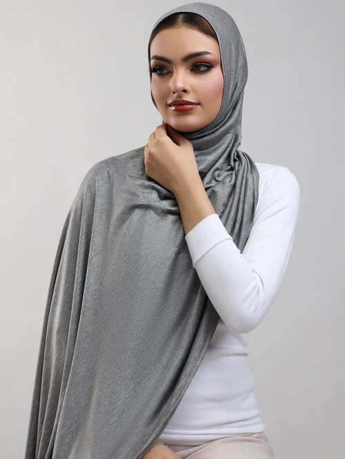 Bamboo Jersey Hijab - Cement Grey