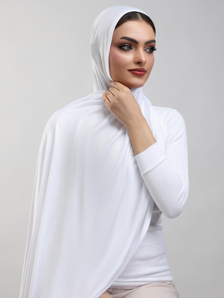 Bamboo Jersey Hijab - Pure White