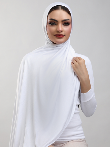 Bamboo Jersey Hijab - Pure White