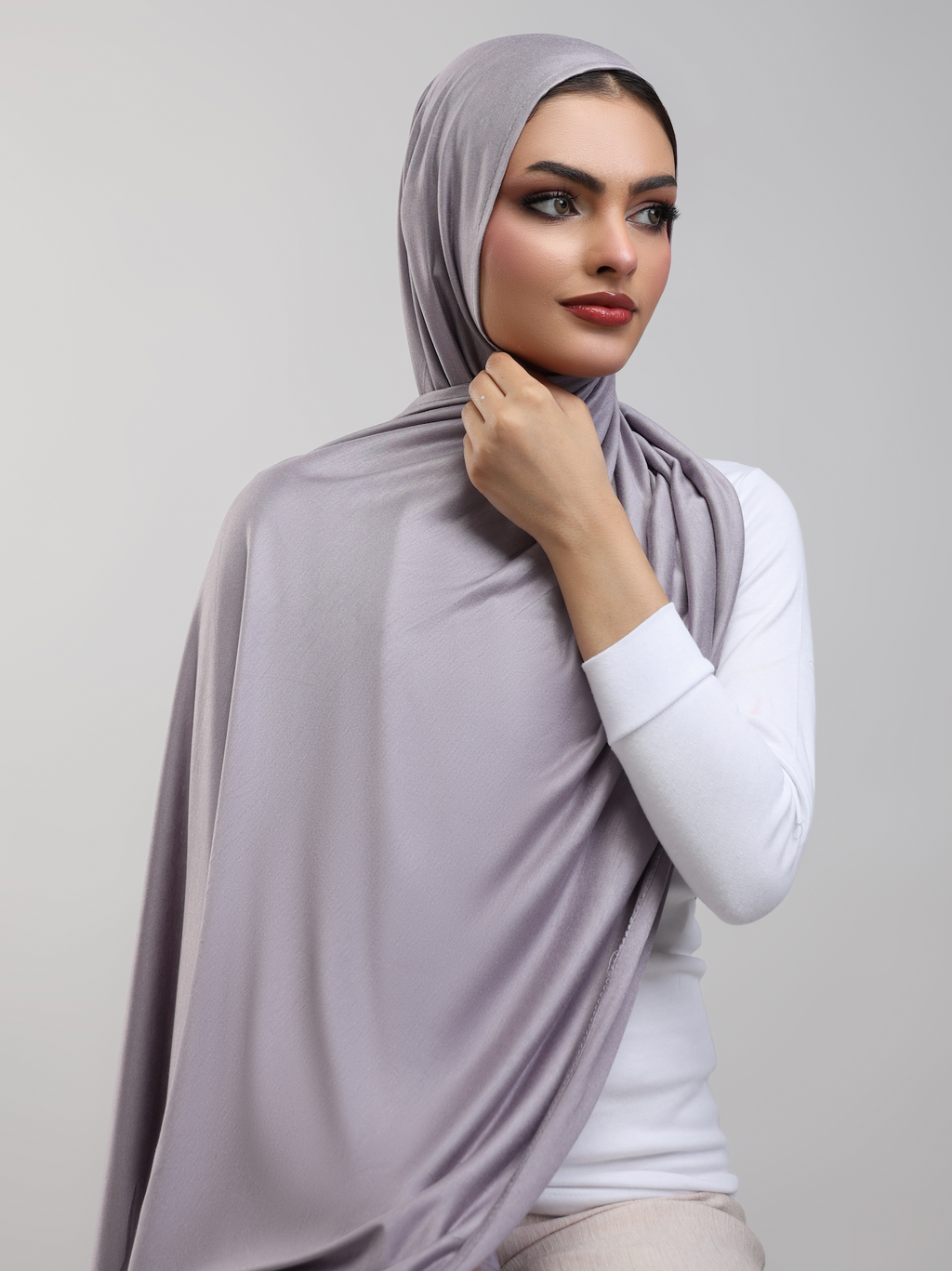 Bamboo Jersey Hijab - Dove Grey