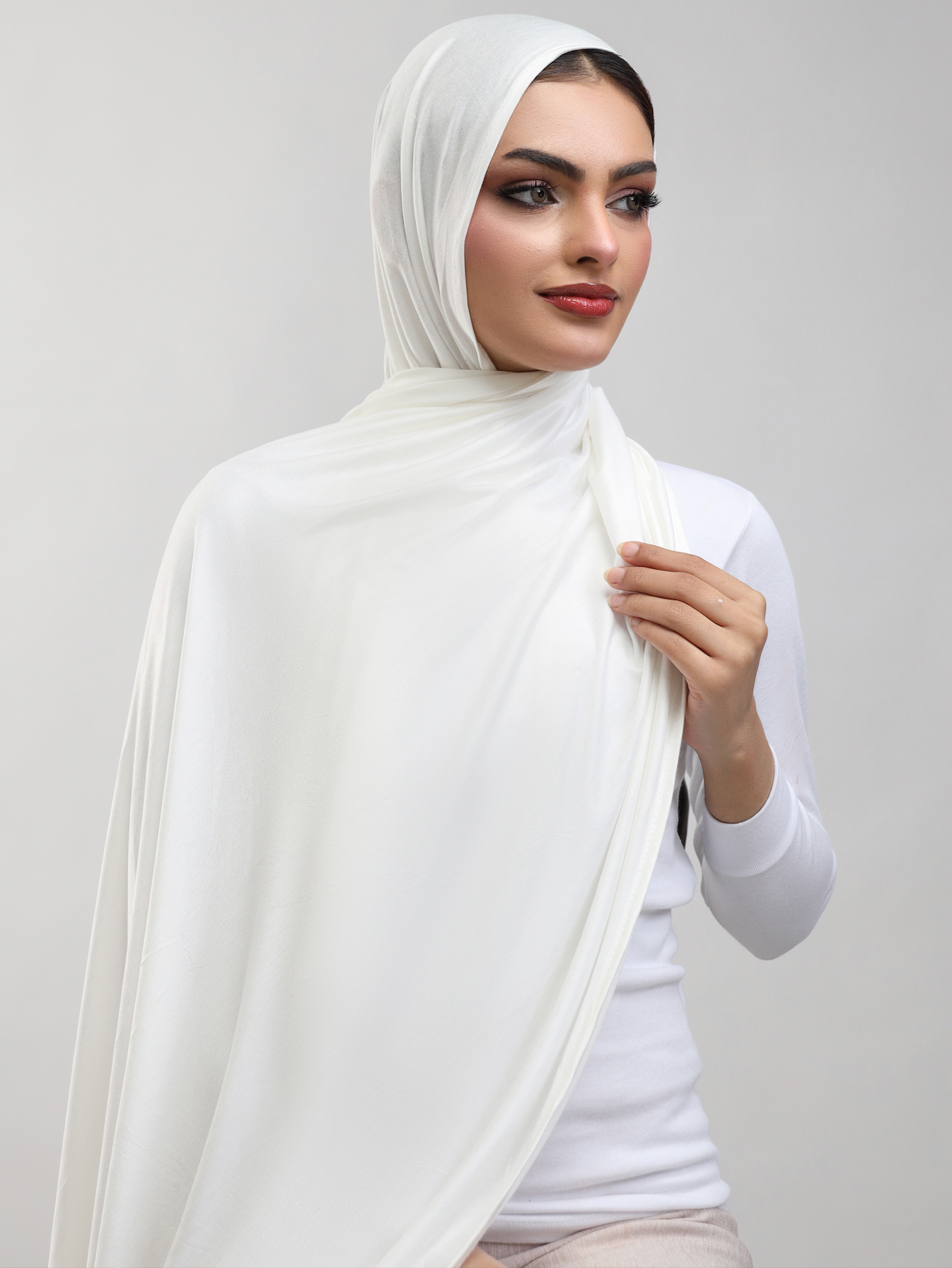 Bamboo Jersey Hijab - Pearl White