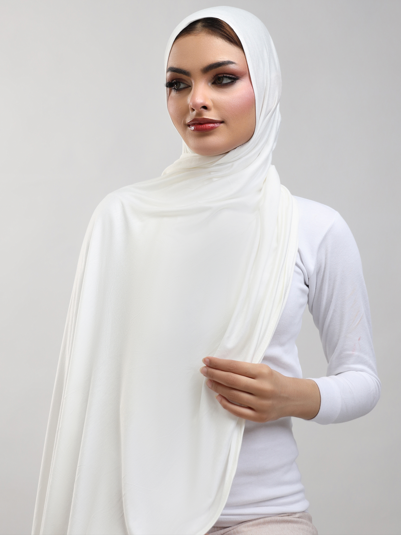Bamboo Jersey Hijab - Pearl White