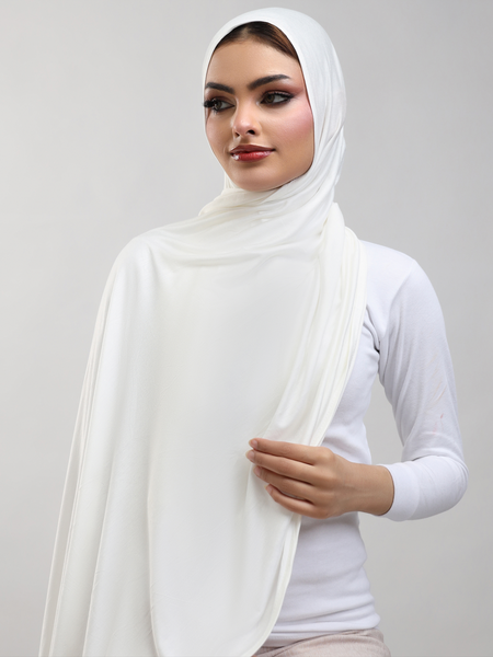 Bamboo Jersey Hijab - Pearl White