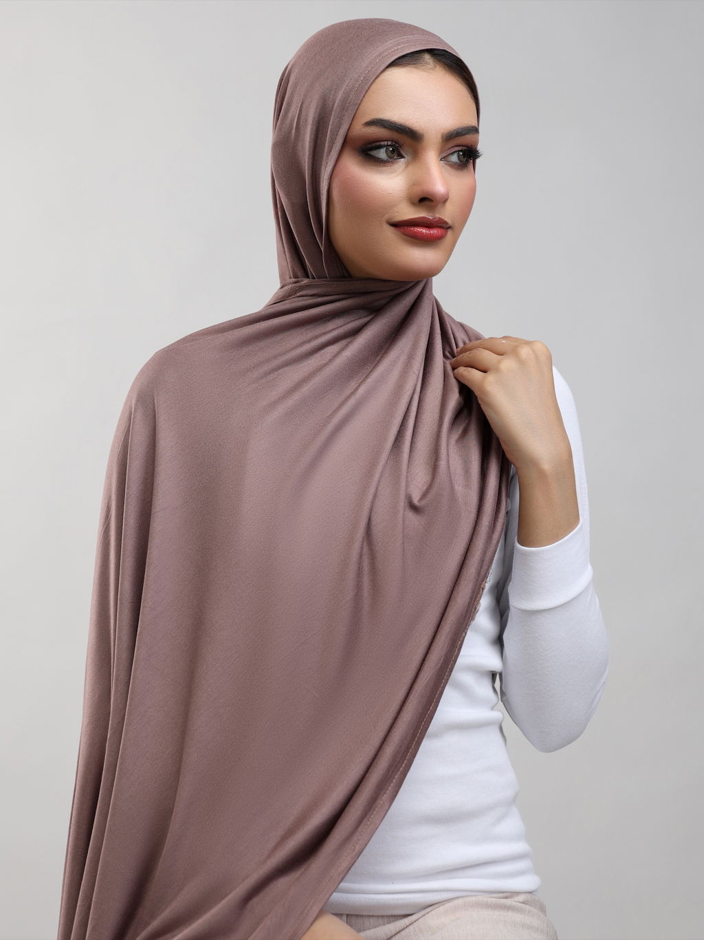 Bamboo Jersey Hijab - Taupe Brown