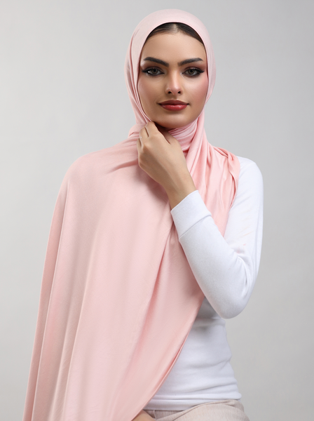 Bamboo Jersey Hijab - Coral Glow