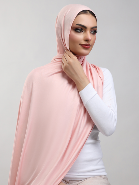Bamboo Jersey Hijab - Coral Glow