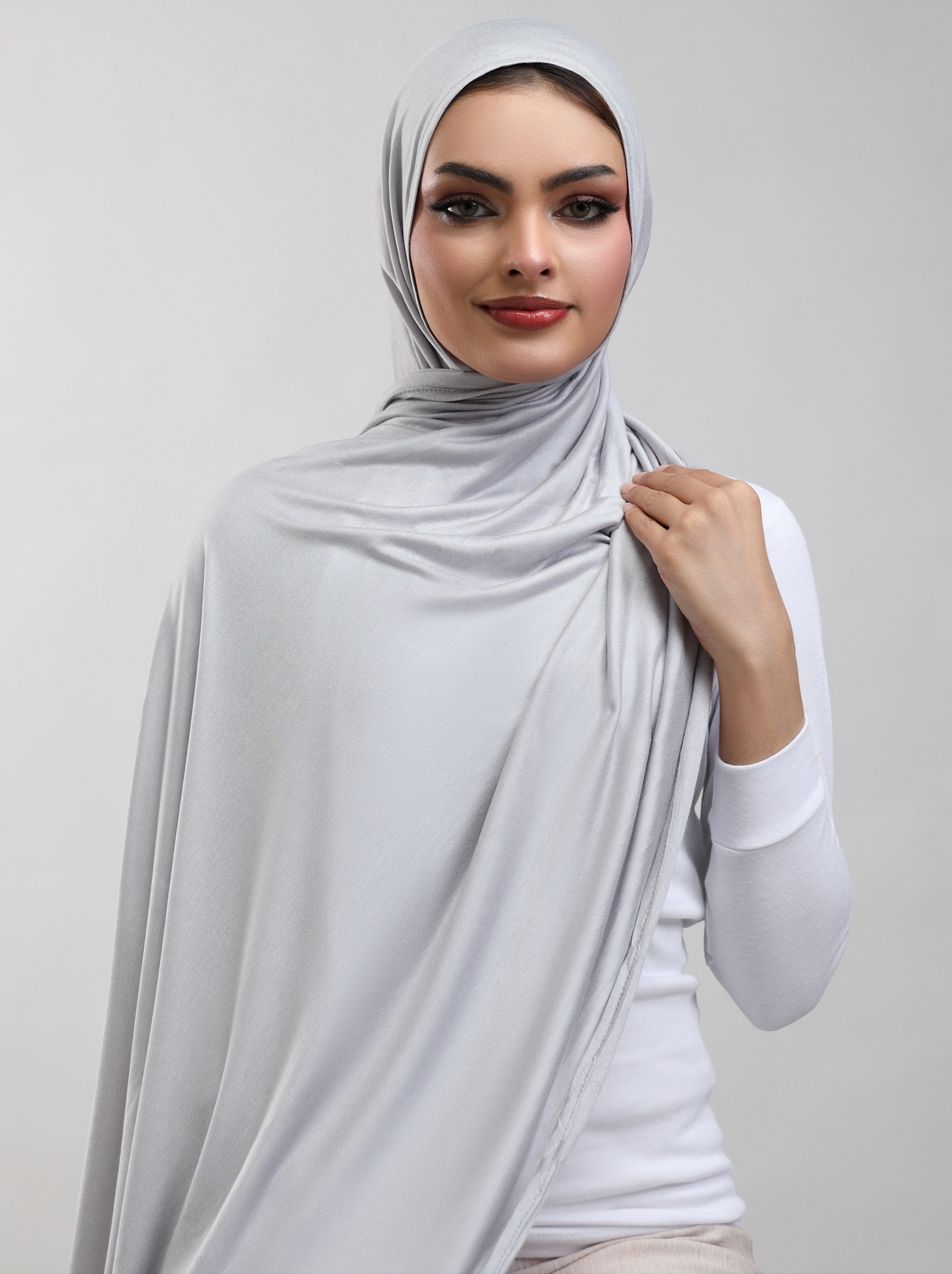 Bamboo Jersey Hijab - Silver Grey