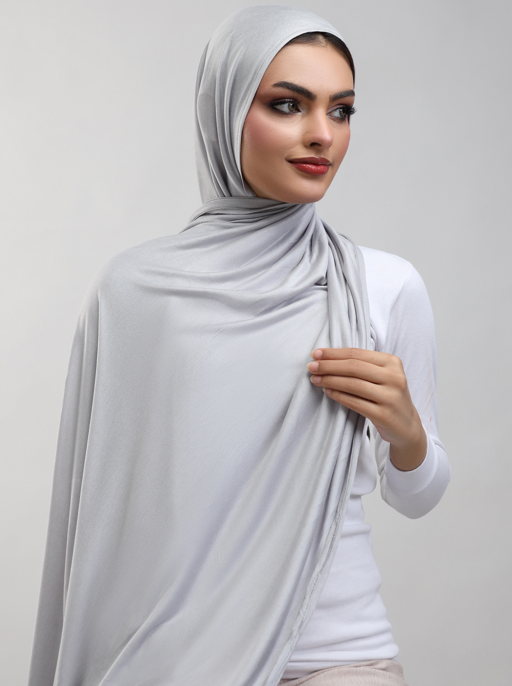 Bamboo Jersey Hijab - Silver Grey