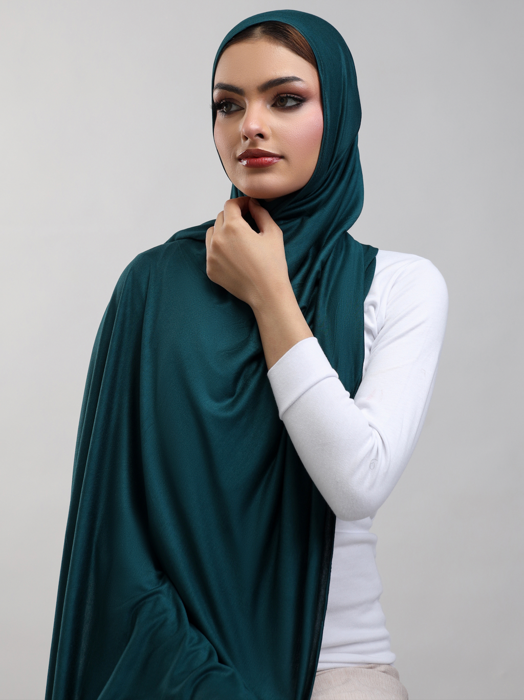 Bamboo Jersey Hijab - Peacock Green