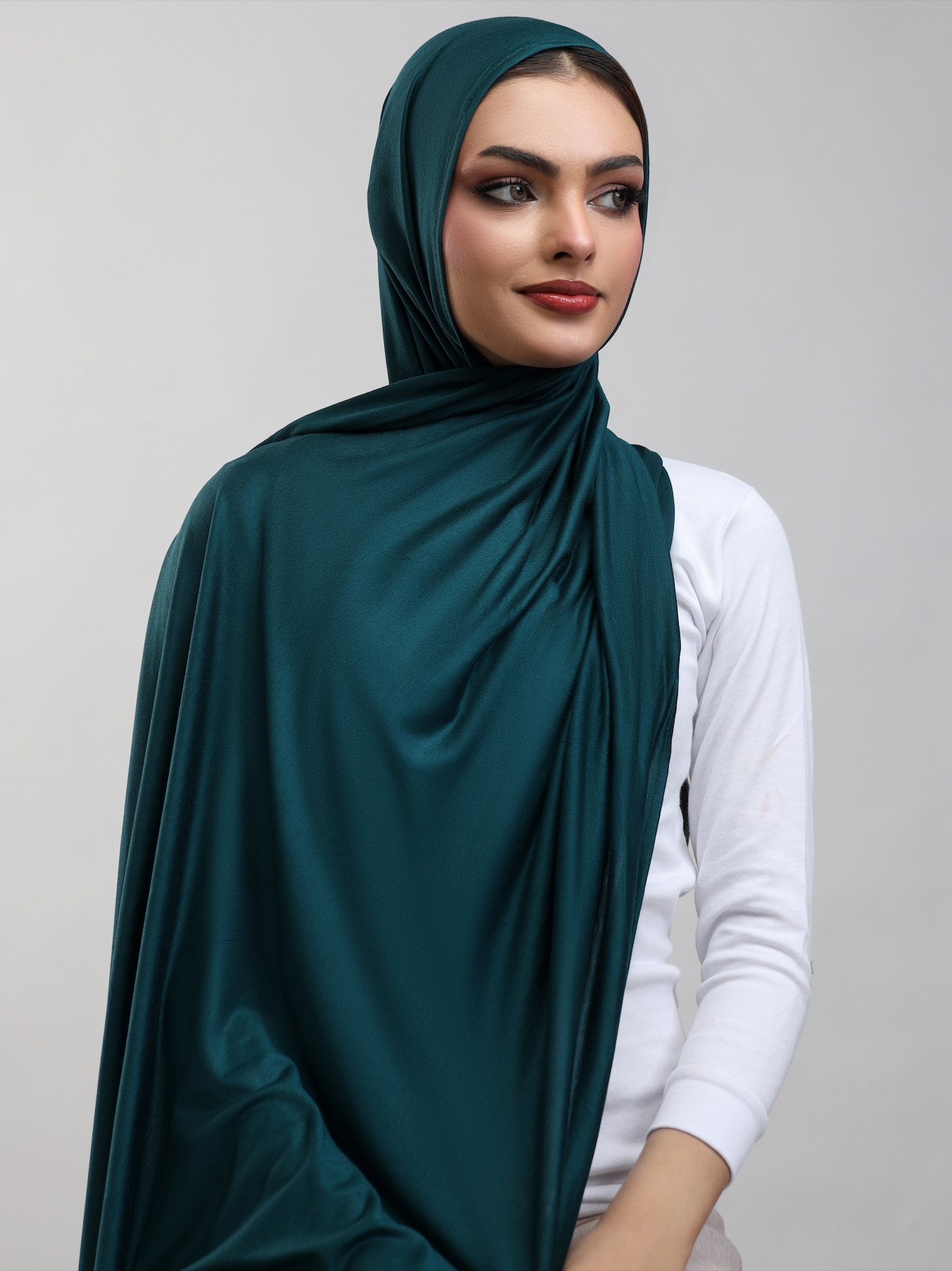 Bamboo Jersey Hijab - Peacock Green