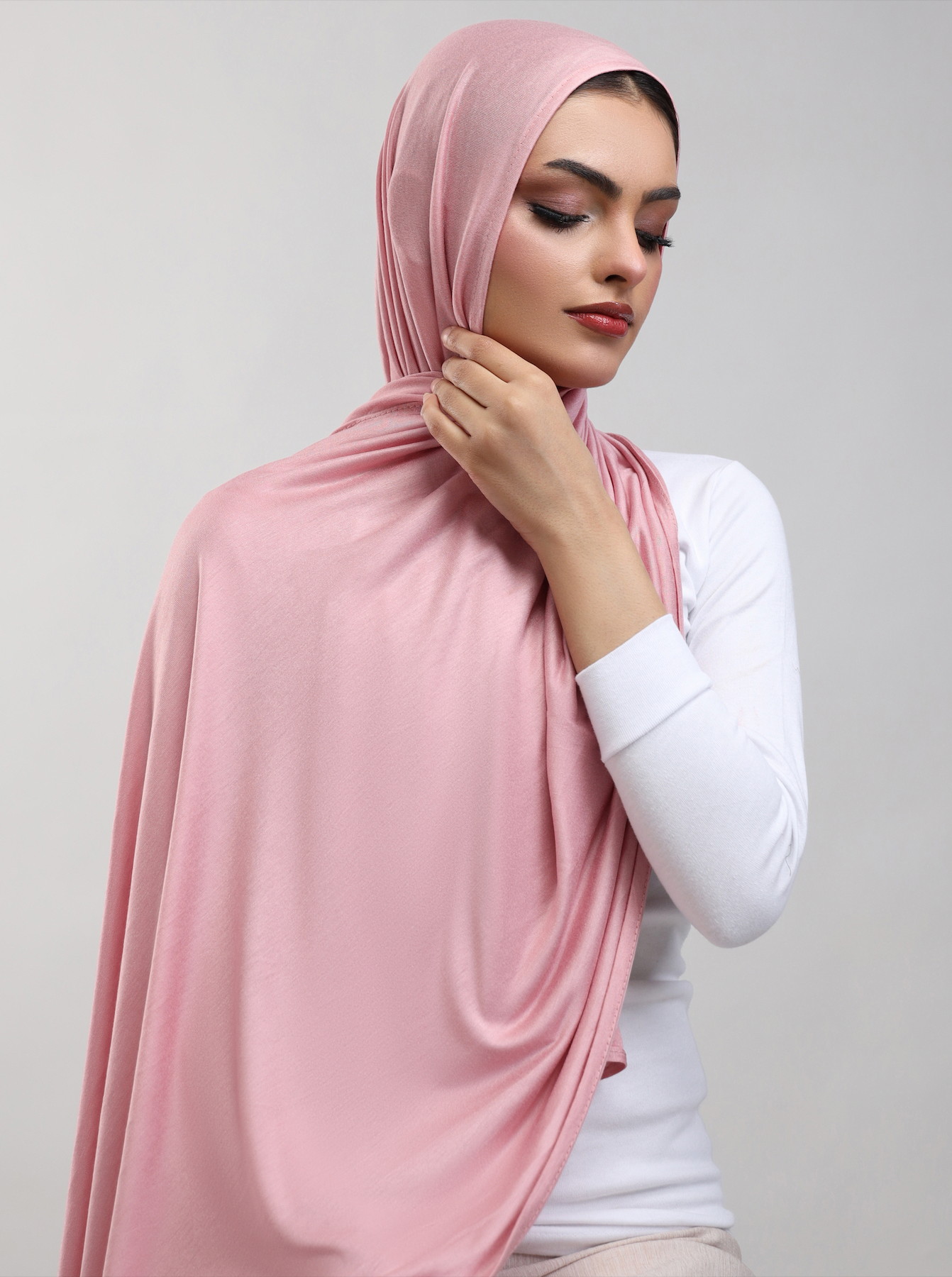 Bamboo Jersey Hijab - Soft Pink