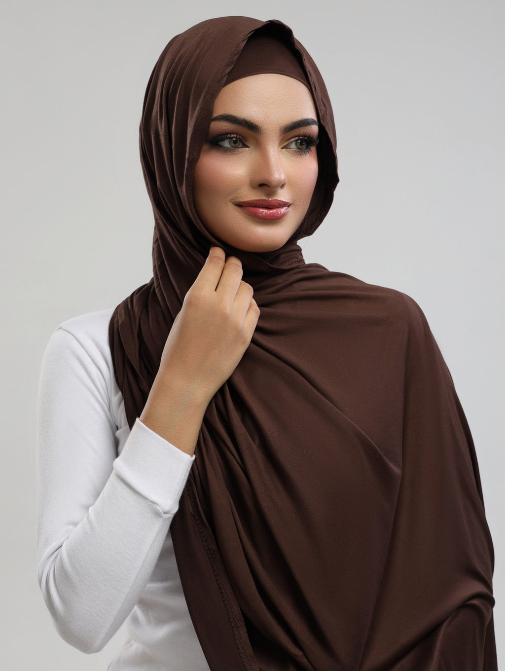 Bamboo Jersey Hijab & Cap Set - Chocolate Brown