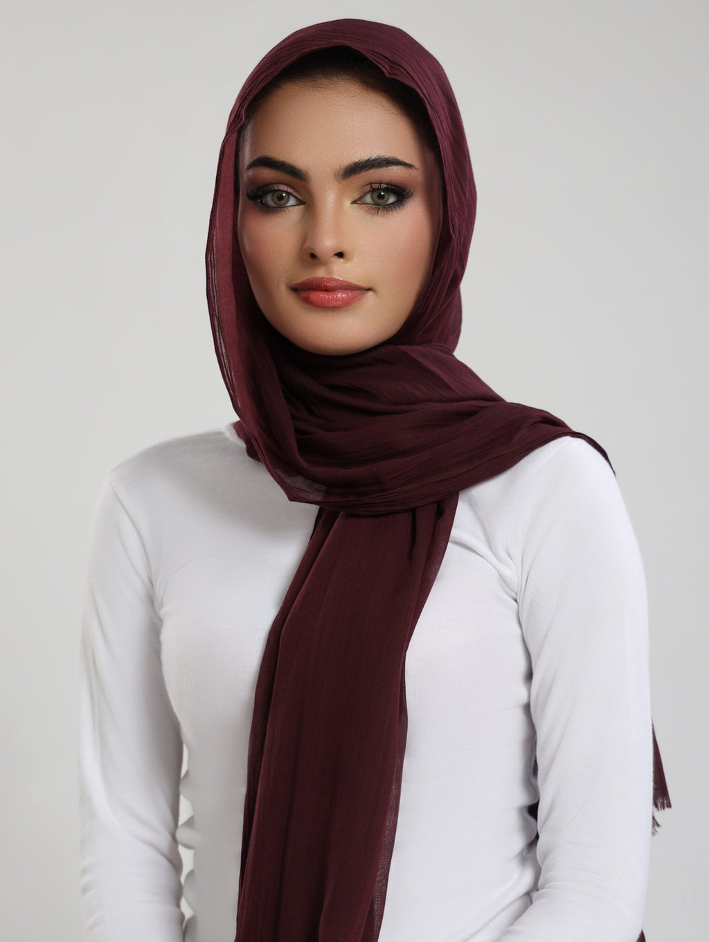 Airy Bamboo Lawn Hijab - Deep Cranberry