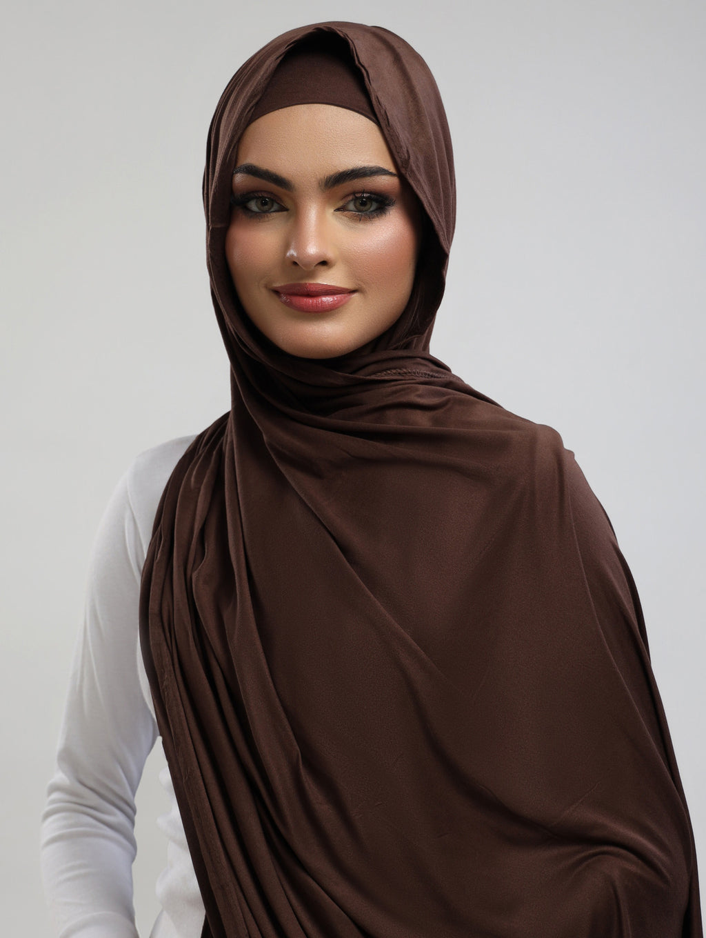 Bamboo Jersey Hijab & Cap Set - Chocolate Brown