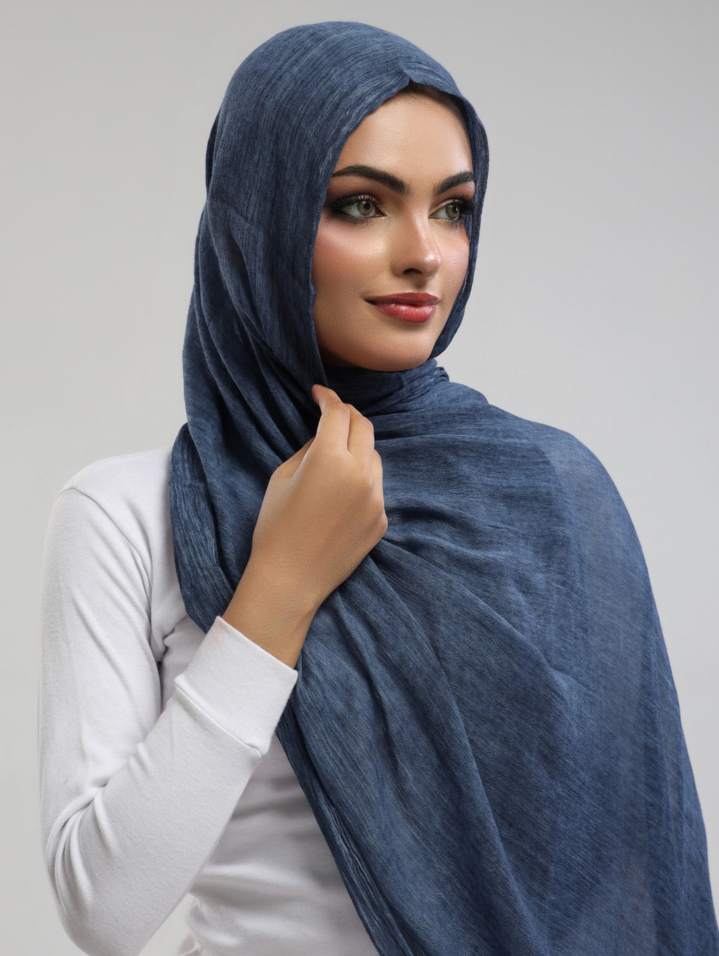 Easy Crinkle Hijab - Charcoal Blue