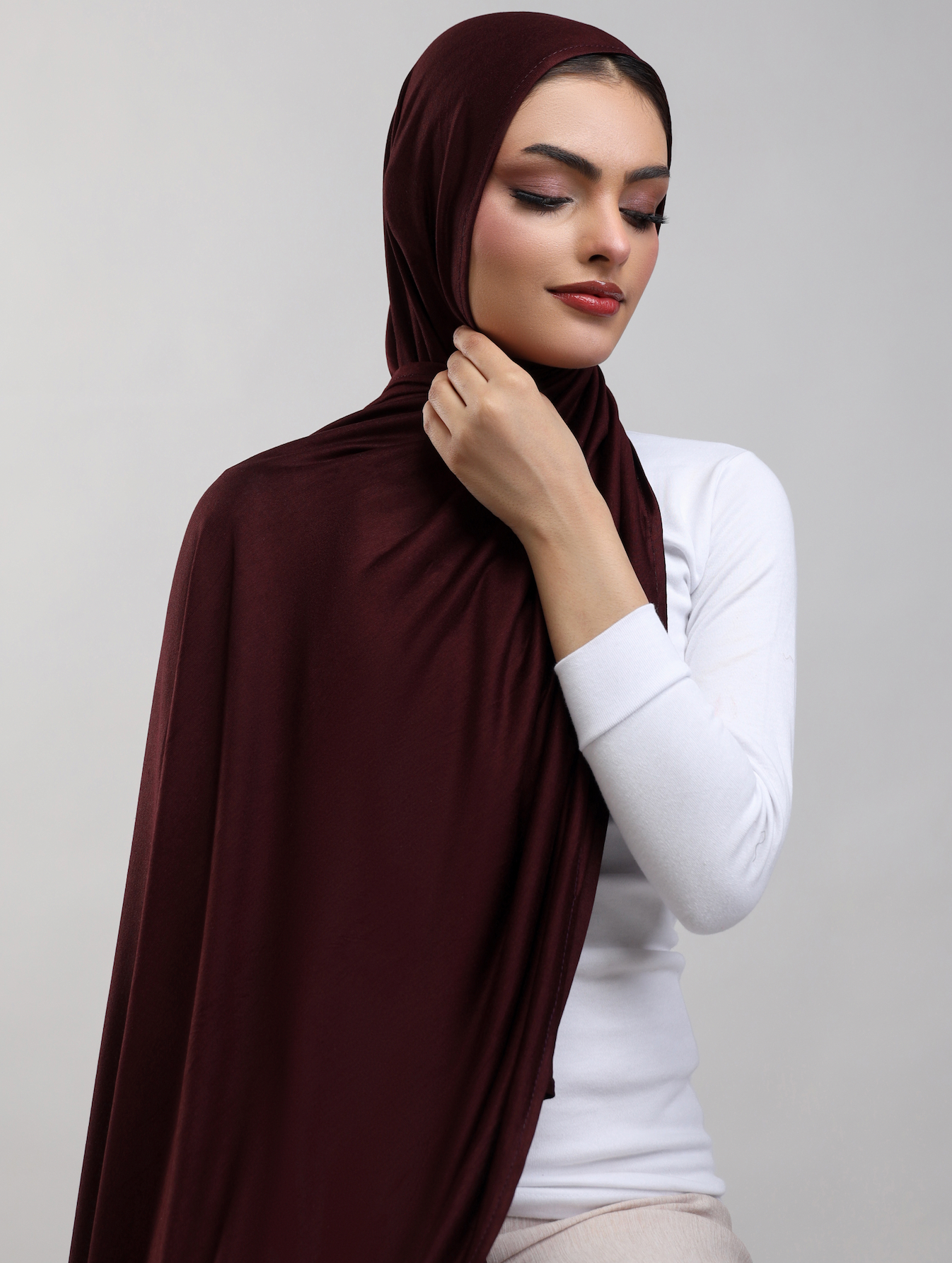 Bamboo Jersey Hijab - Dark Mahogany