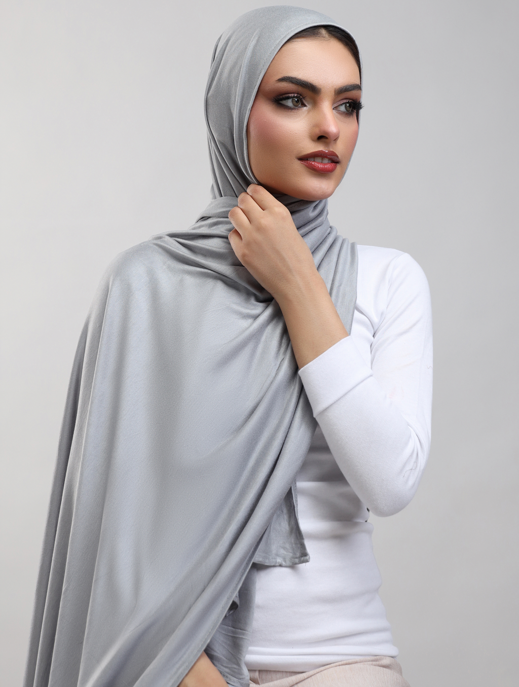 Bamboo Jersey Hijab - Light Grey