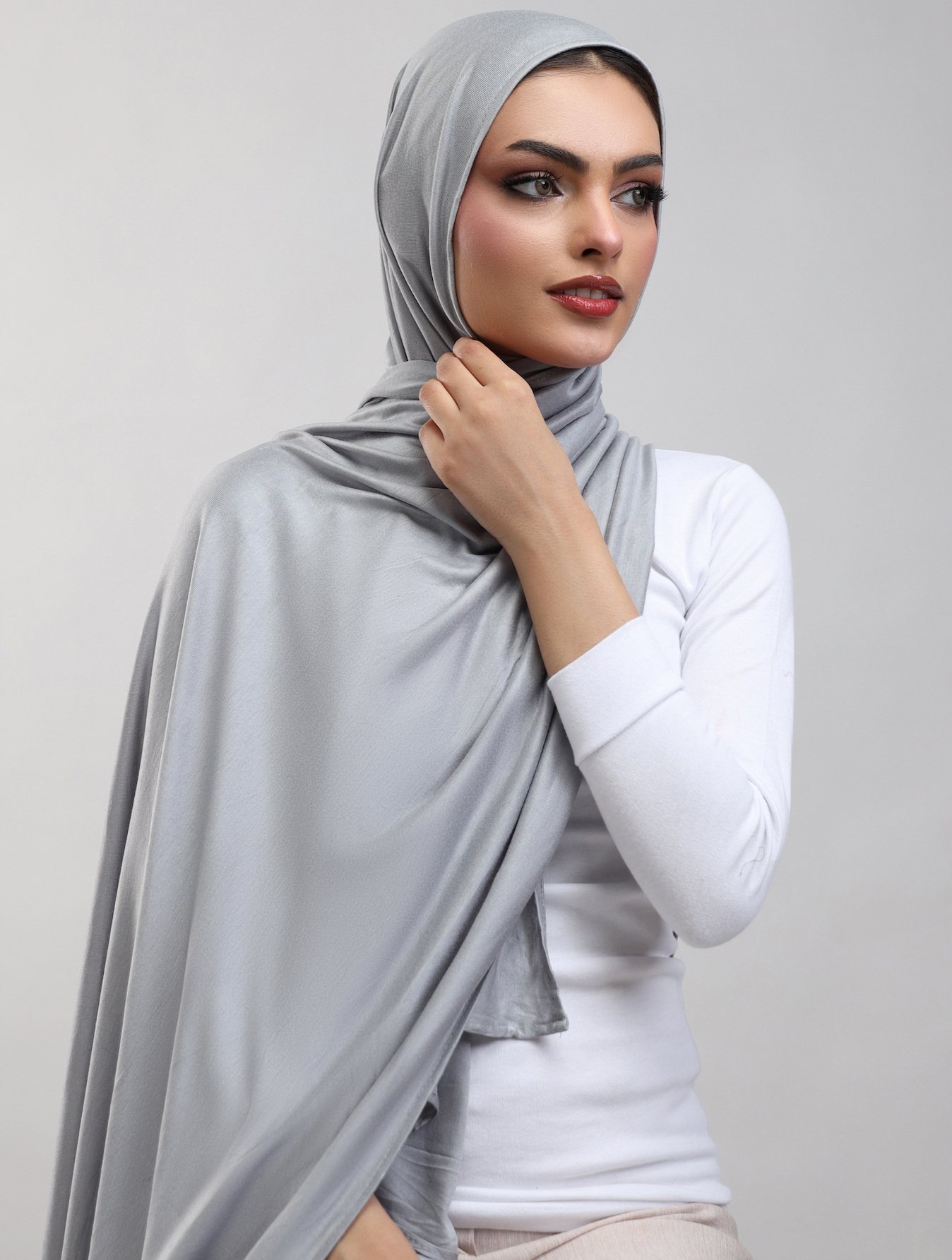 Bamboo Jersey Hijab - Light Grey