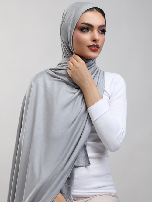 Bamboo Jersey Hijab - Light Grey