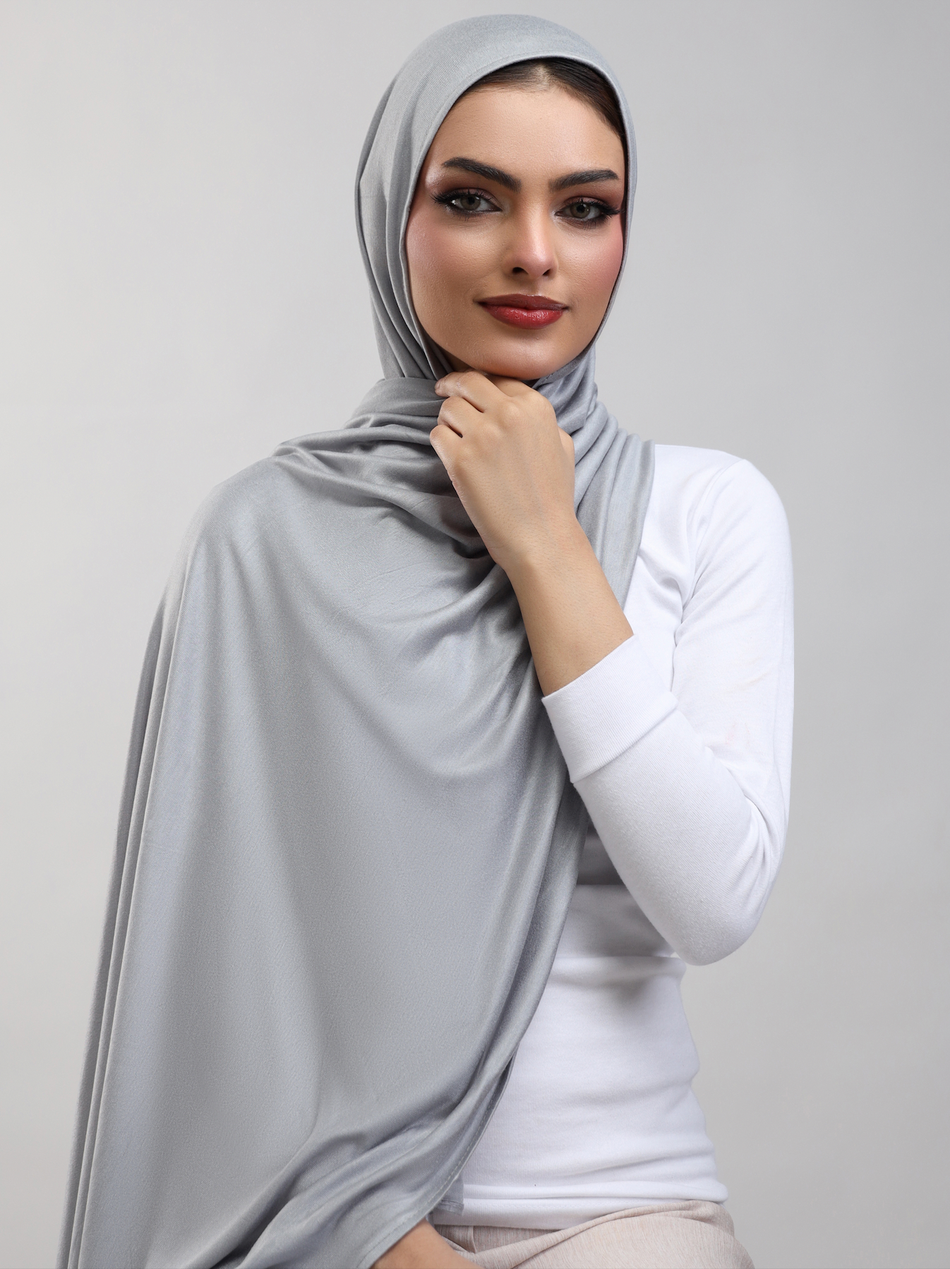 Bamboo Jersey Hijab - Light Grey