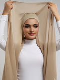 Pre-Sewn Attached Magnet Hijab - Cappuccino