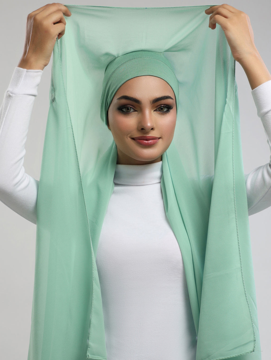 Pre-Sewn Attached Magnet Hijab - Mint