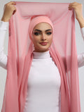 Pre-Sewn Attached Magnet Hijab - Nude Pink