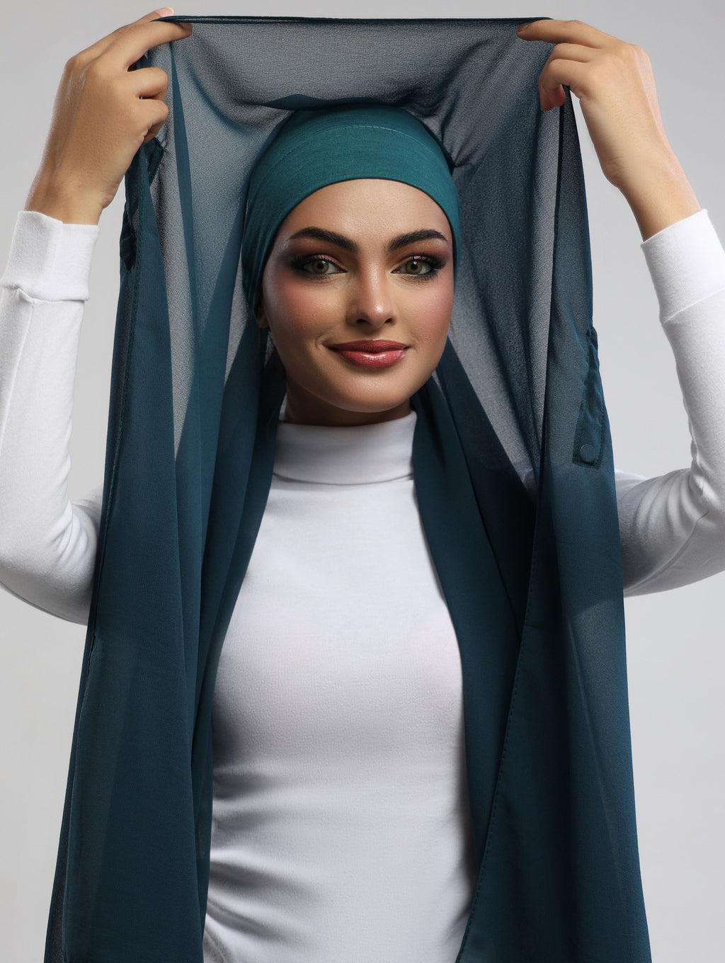 Pre-Sewn Attached Magnet Hijab - Teal