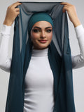 Pre-Sewn Attached Magnet Hijab - Teal