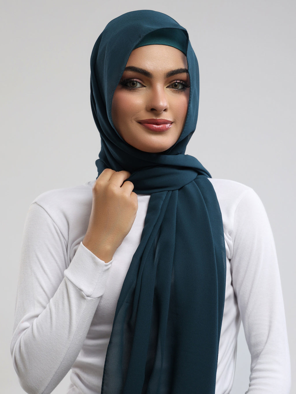 Pre-Sewn Attached Magnet Hijab - Teal