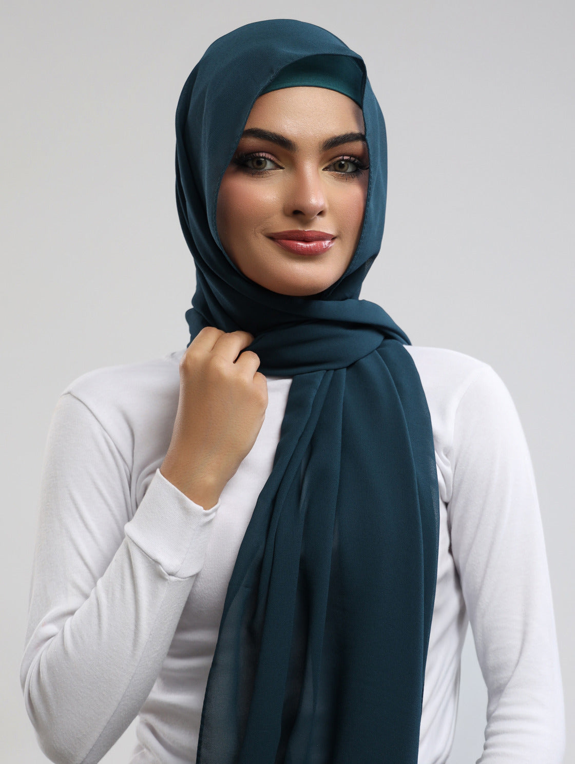 Pre-Sewn Attached Magnet Hijab - Teal