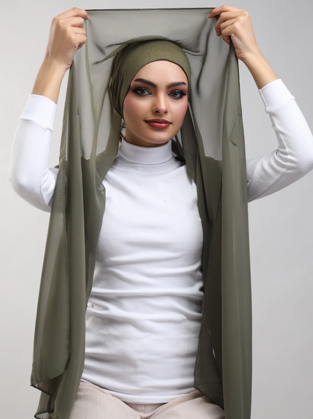 Pre-Sewn Attached Magnet Hijab - Sage Green