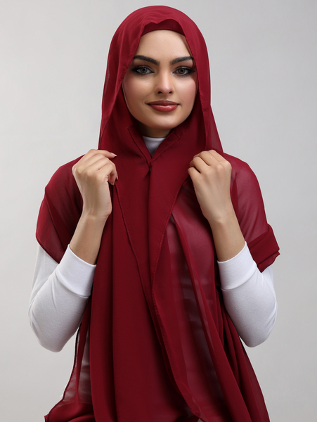 Pre-Sewn Attached Magnet Hijab - Maroon