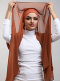 Pre-Sewn Attached Magnet Hijab - Caramel