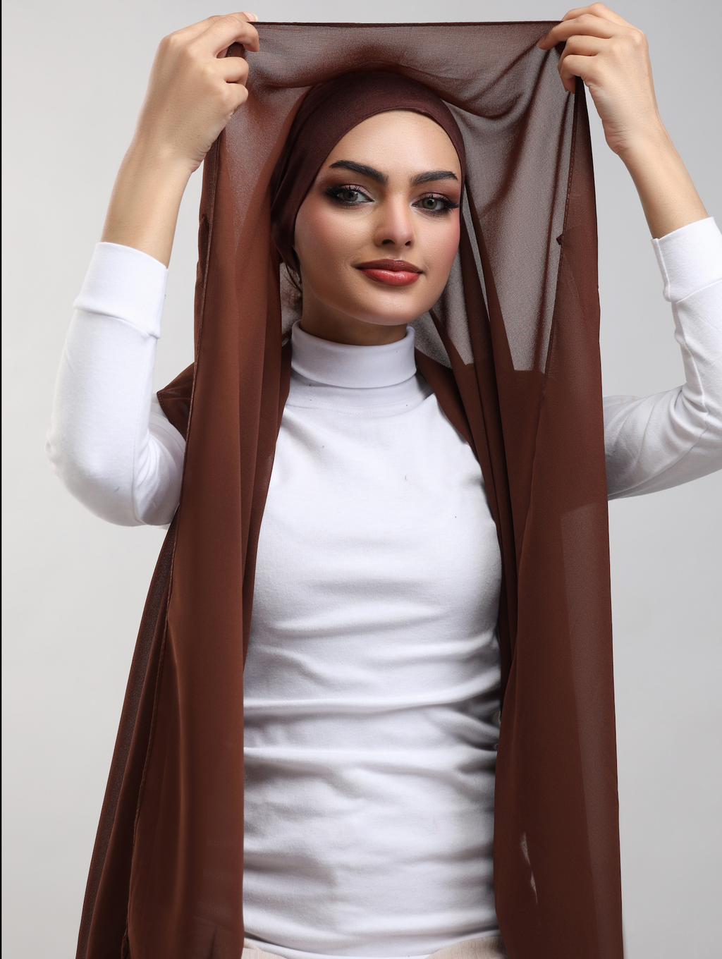 Pre-Sewn Attached Magnet Hijab - Nutella