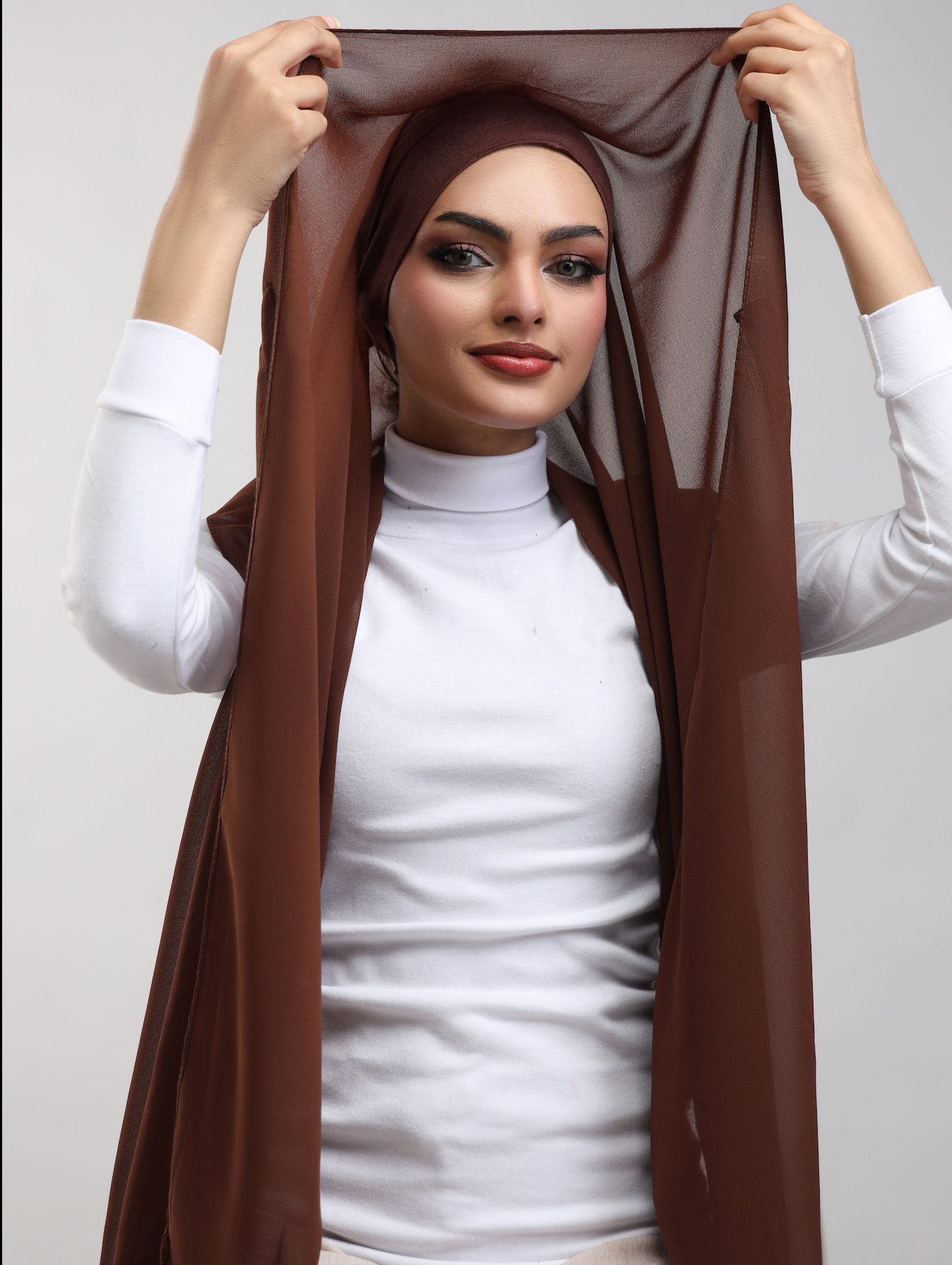 Pre-Sewn Attached Magnet Hijab - Nutella
