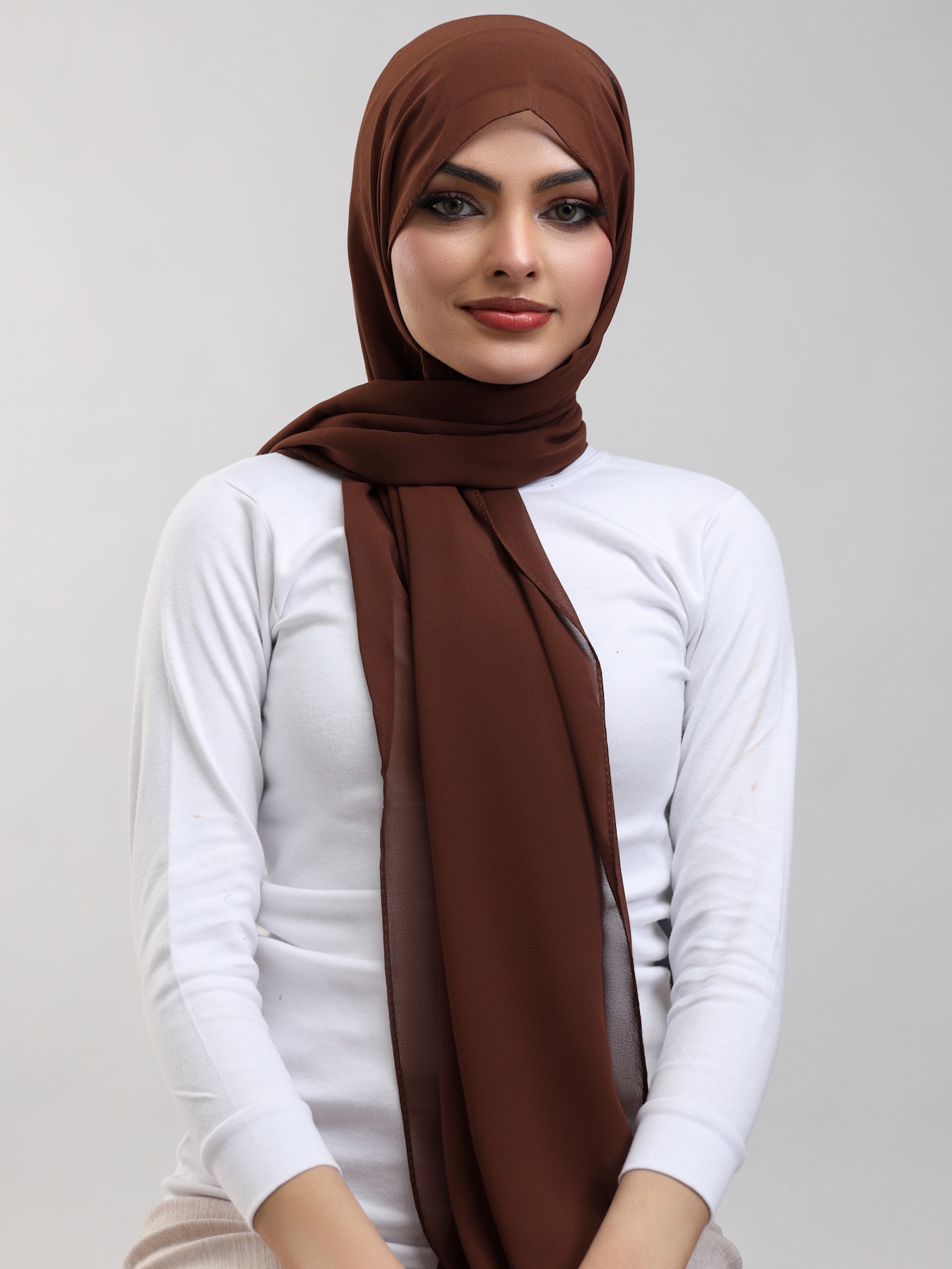 Pre-Sewn Attached Magnet Hijab - Nutella