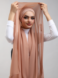 Pre-Sewn Attached Magnet Hijab - Soft Brown